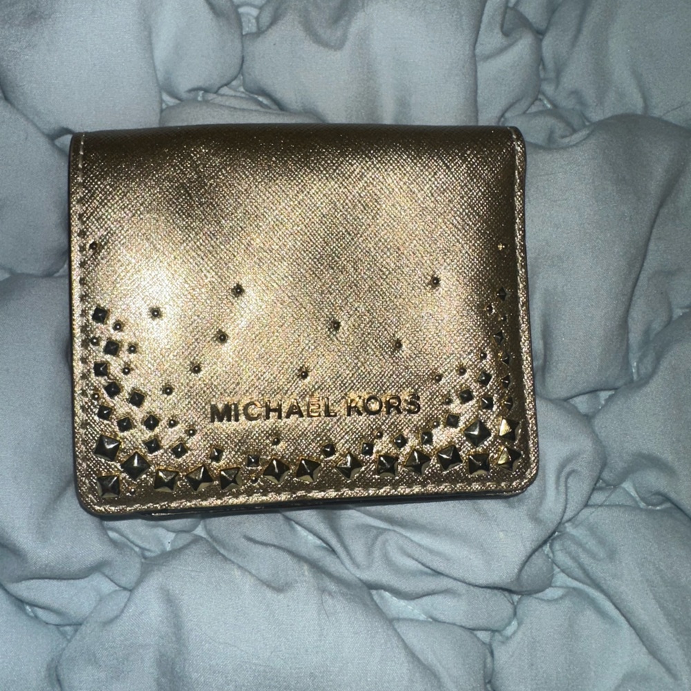 Michael Kors Gold Studded Leather Compact Wallet